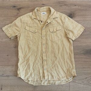 The Western Linen Short Sleeve Shirt Yellow size 44 XL